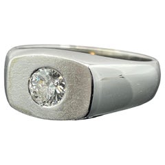Bague de signet en diamant .49ct Round Brilliante F/VS - 14k White Gold Sz 9.25