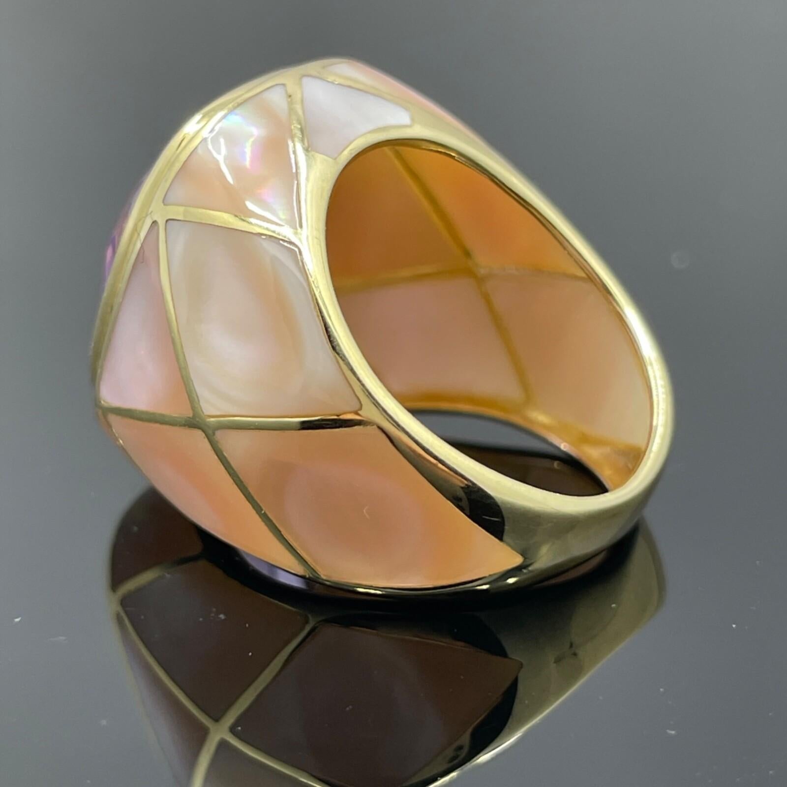 Anello di proprietà con ametista e madreperla rosa in oro giallo 14k 9,46ct In condizioni ottime in vendita a Orlando, FL