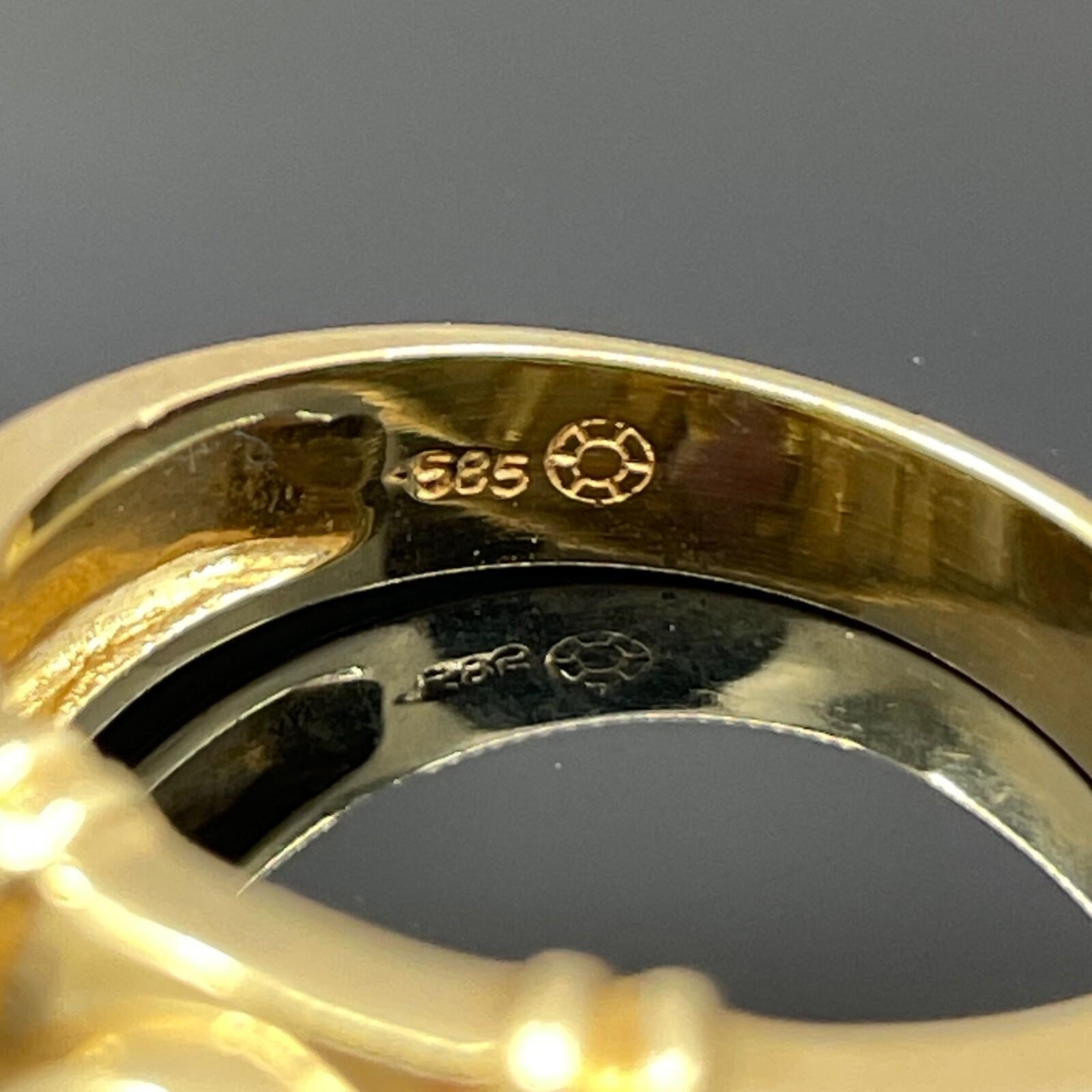 Anello di design Estate con ametista e madreperla in oro giallo 14k in vendita 2