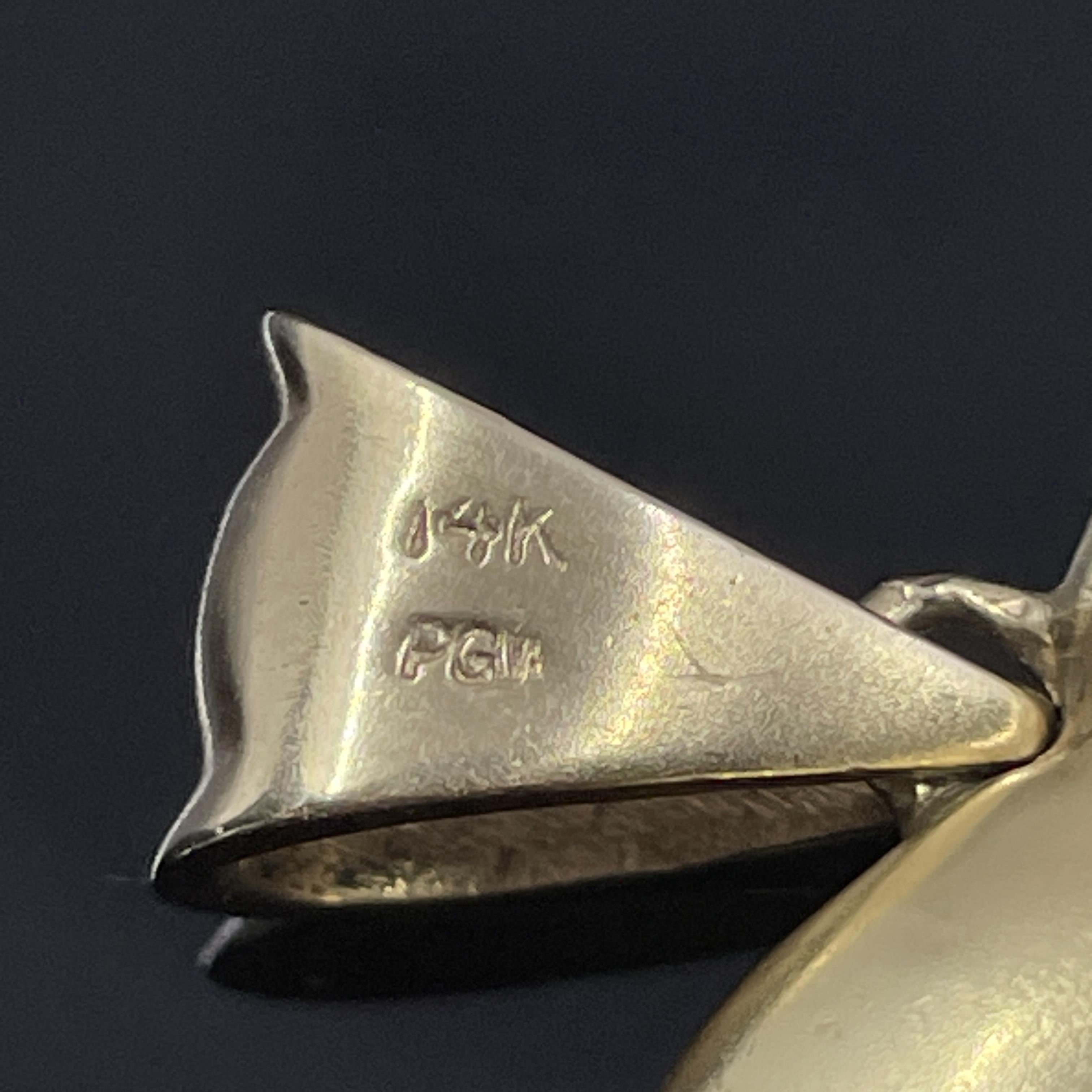 da uomo o donna Ciondolo a cuore gonfio con diamante Estate in oro giallo 14k in vendita