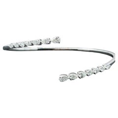 Braccialetto perla Estate con diamante bypass in oro bianco 18k 1,30ctw