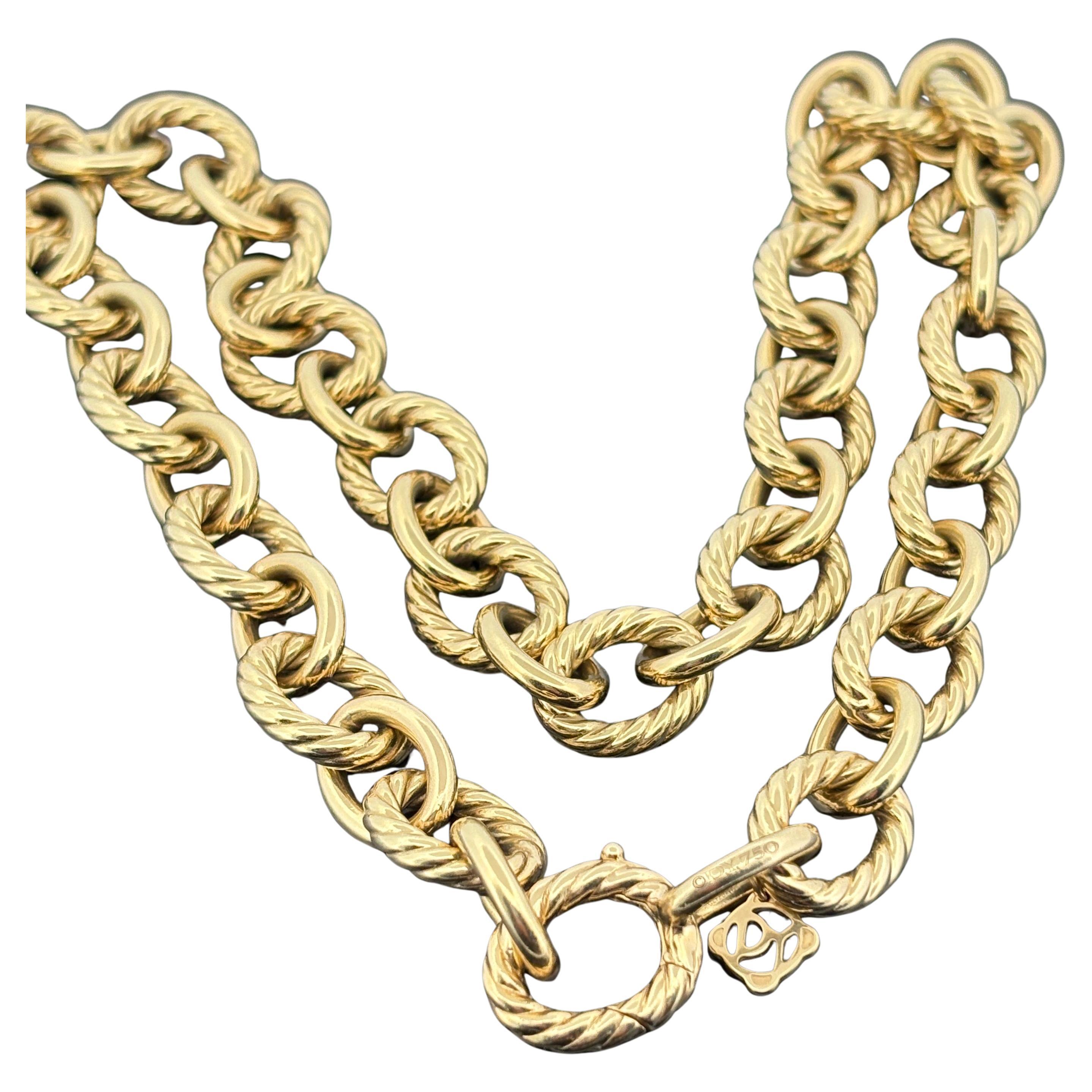 David Yurman Chain Collection Oval Link Kabel Halskette 18k Gelbgold im Angebot