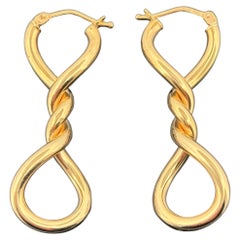 Twisted Hoop Earrings 14k Yellow Gold, Signed Milor Italy
