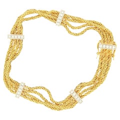 Vintage Tiffany & Co. 18K Gold, Platinum & Diamond Rope Bracelet, 1980s