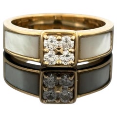 Mauboussin-Ring mit Diamant und Perlmutt, 18 Karat Gelbgold, französisch