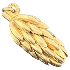 Vintage Italian 14K Yellow Gold Banana Bunch Charm Pendant, Late 1960's