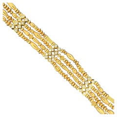 Seidengang 18K Yellow Gold Diamond Multi-Strand Bead Bracelet, 1990s