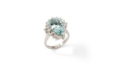 Tear Drop Aquamarine Ring with Diamonds