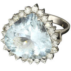 8.13 Carat Aquamarine Diamond Gold Ring