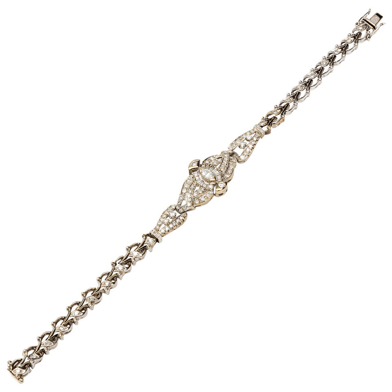 Art Deco Diamond Gold Bracelet