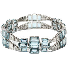 Aquamarine Diamond Gold Bracelet 3