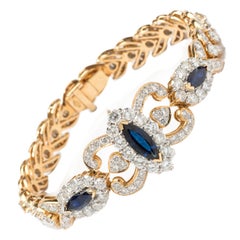 Diamond Sapphire Gold Link Bracelet