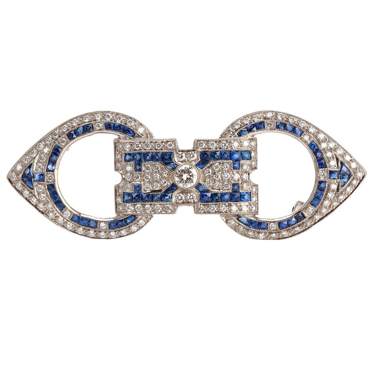 A Remarkable Sapphire Diamond Gold Brooch