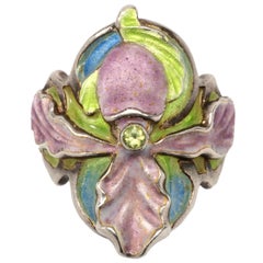 Art Nouveau Enamel Silver Ring