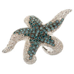 Diamond Silver Starfish Ring 6