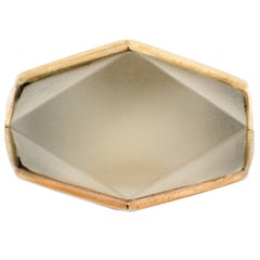 Modern Rock Crystal Gold Ring