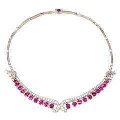 Ruby Diamond Gold Drop Necklace 8
