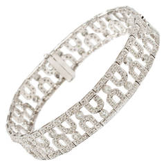 Art Deco Diamond White Gold Link Bracelet