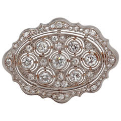 Stunning Diamond Gold Platinum Brooch 2