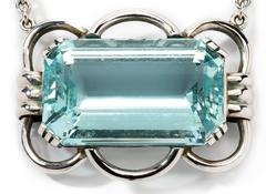 Aquamarine Gold Pendant with Chain