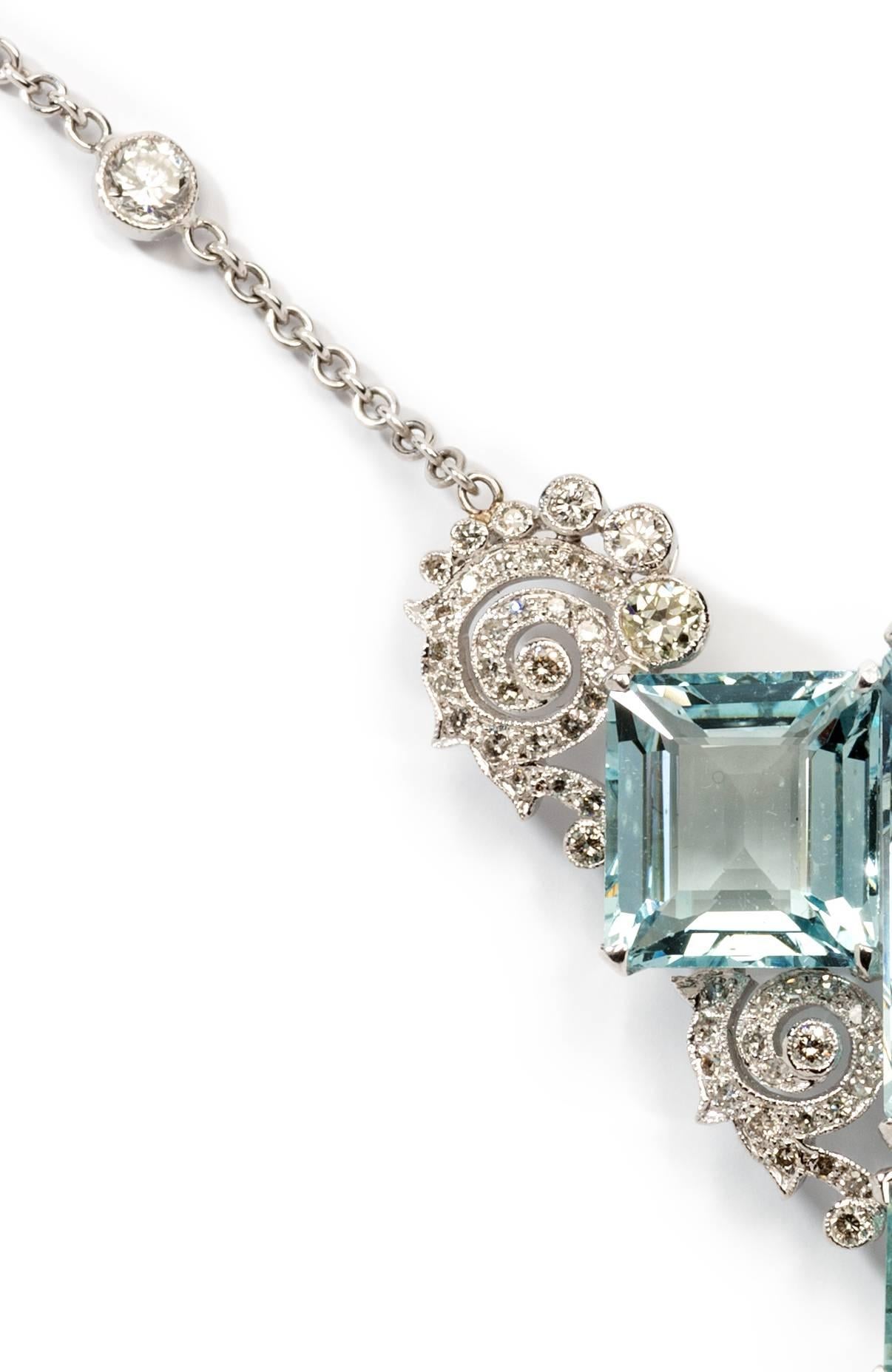 art deco aquamarine necklace