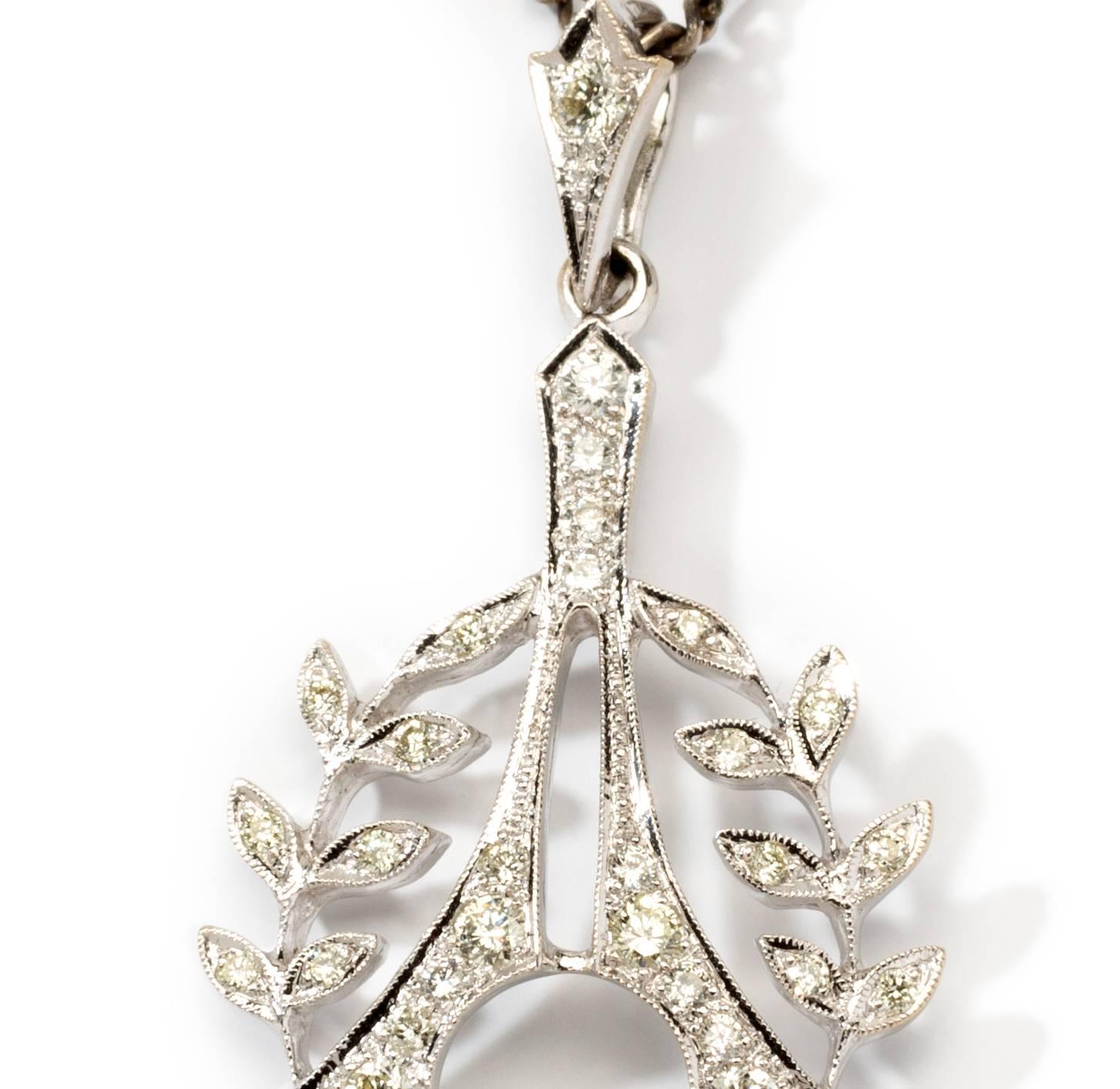 Brilliant Cut Art Deco Style Diamond Gold Pendant