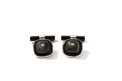 Italian Rock Crystal Onyx Gold Cufflinks