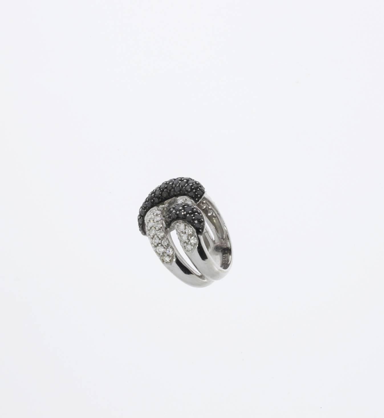 Black and White Diamond Gold Ring For Sale 1