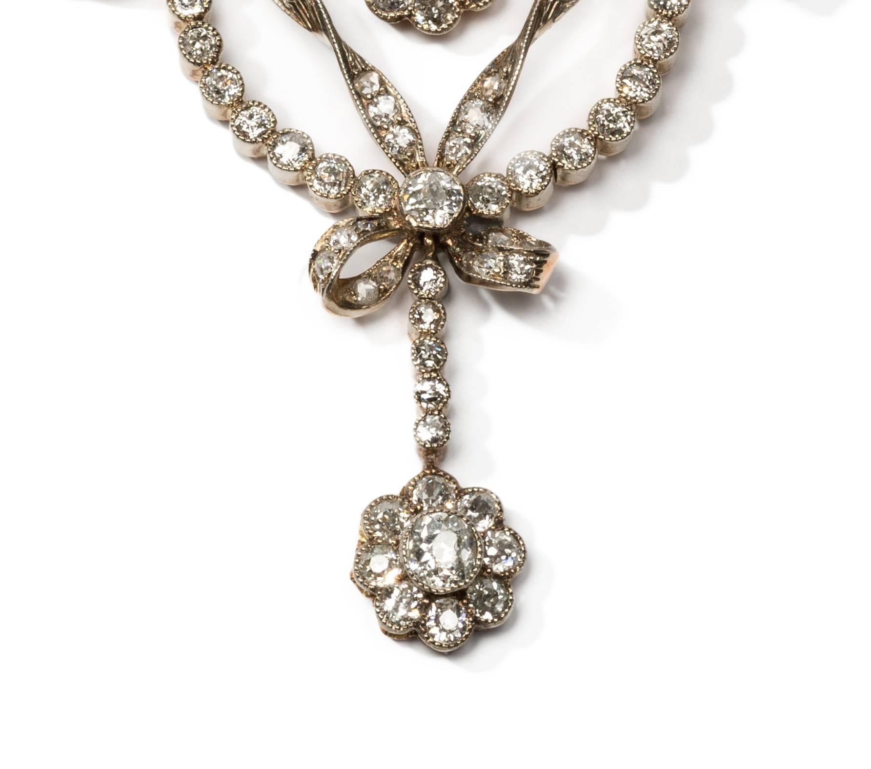 Women's Important Belle Epoque Diamond Gold Platinum Necklace