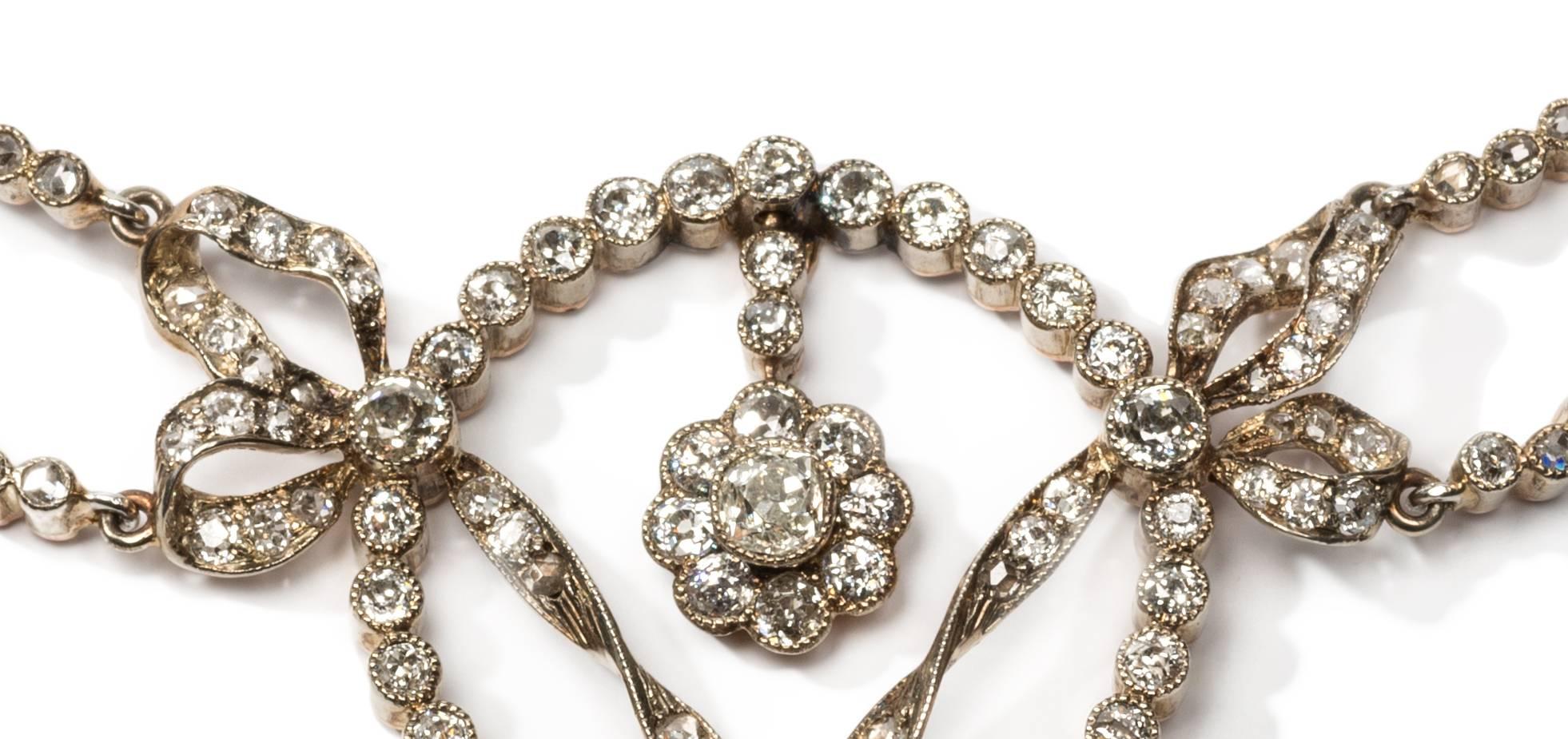 Important Belle Epoque Diamond Gold Platinum Necklace In Excellent Condition In Berlin, DE