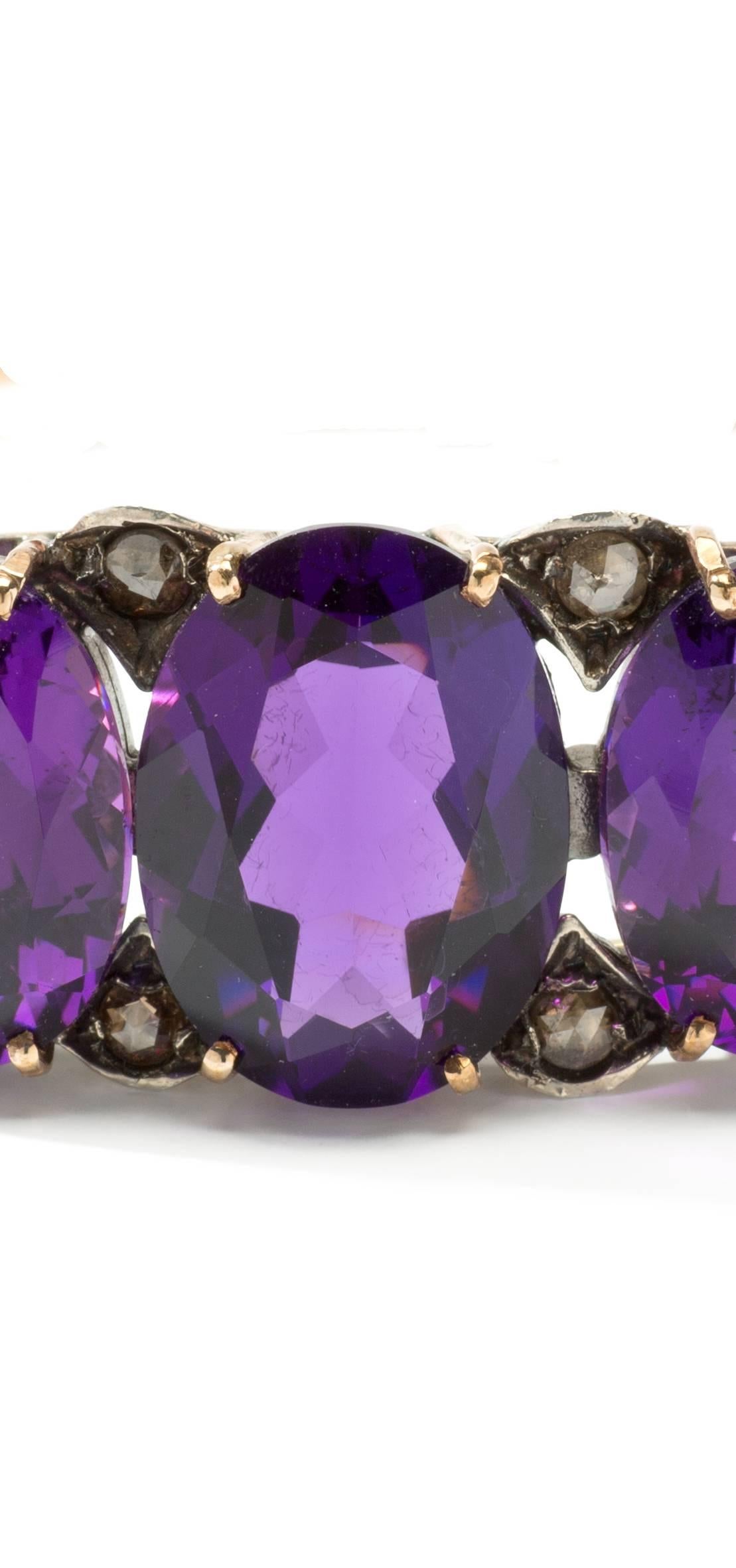 Amethyst-Diamant-Gold-Armspange (Art nouveau) im Angebot