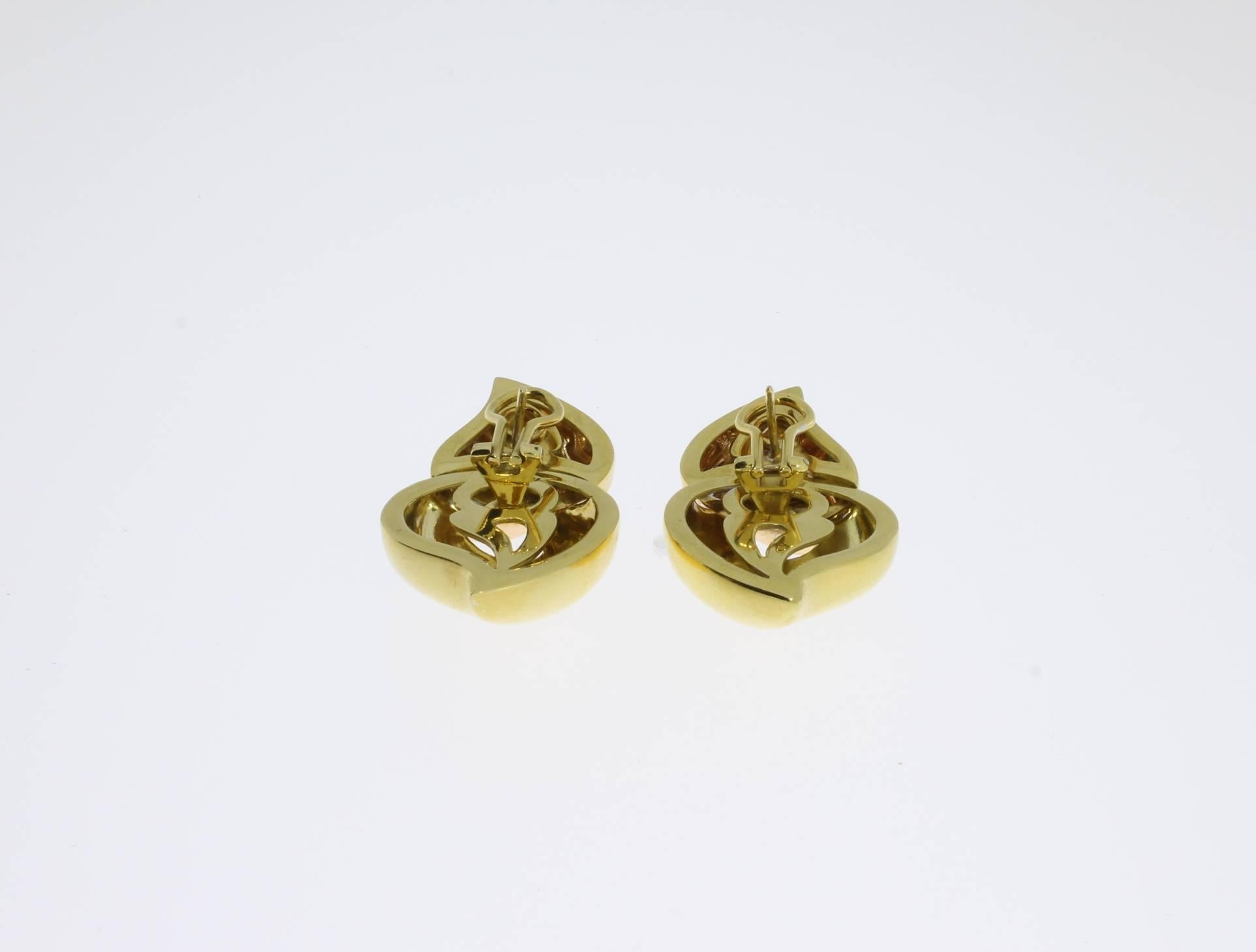 Women's Modern Diamond Gold Entwined Hearts Earrings For Sale
