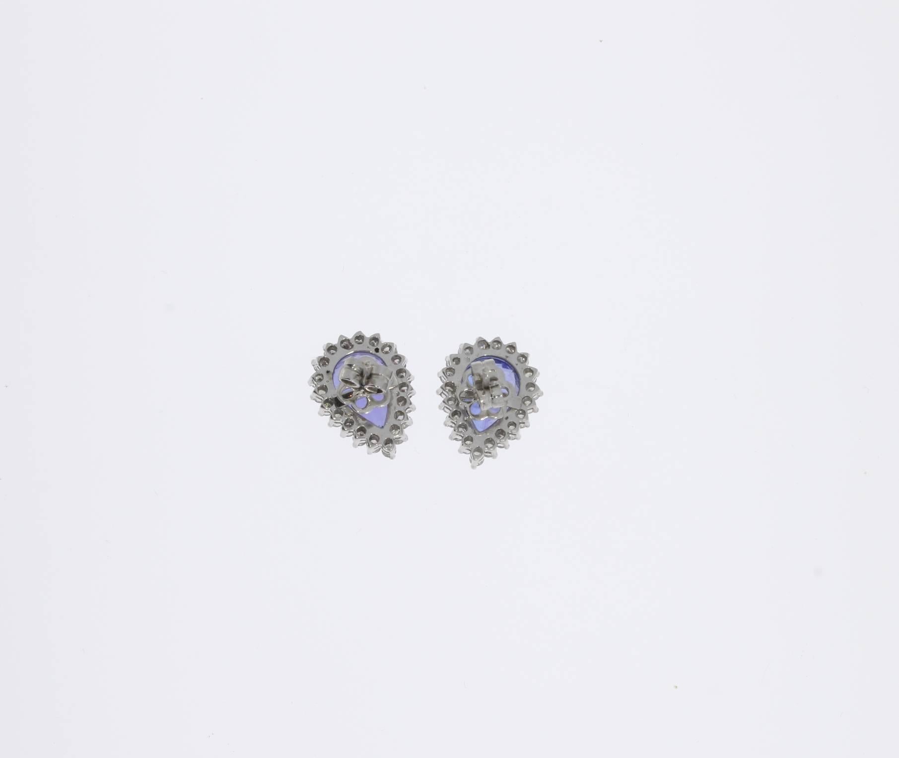 Modern Tanzanite Diamond Gold Stud Earrings For Sale