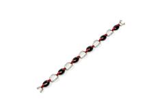 Art Deco Style Platinum Bracelet with Diamonds and Onyx
