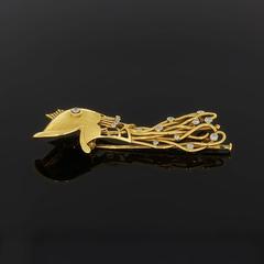 1940s Diamond Gold Fish Brooch