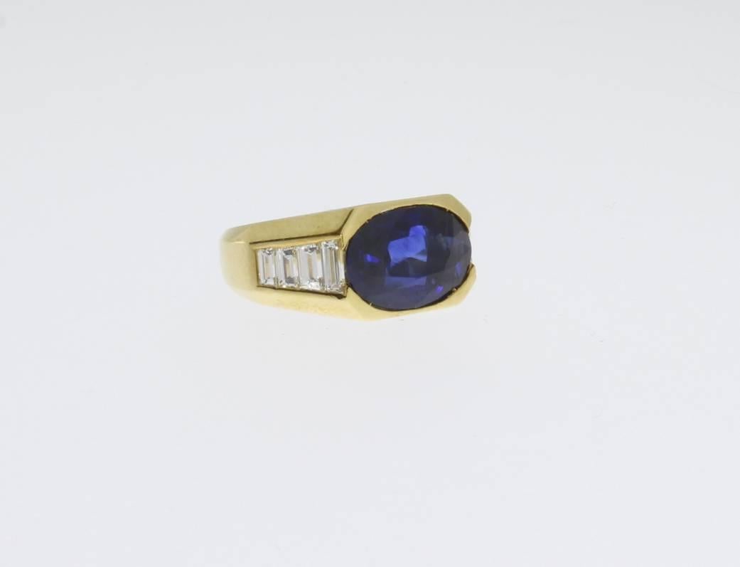 Modern Sapphire Diamond Gold Cocktail Ring For Sale