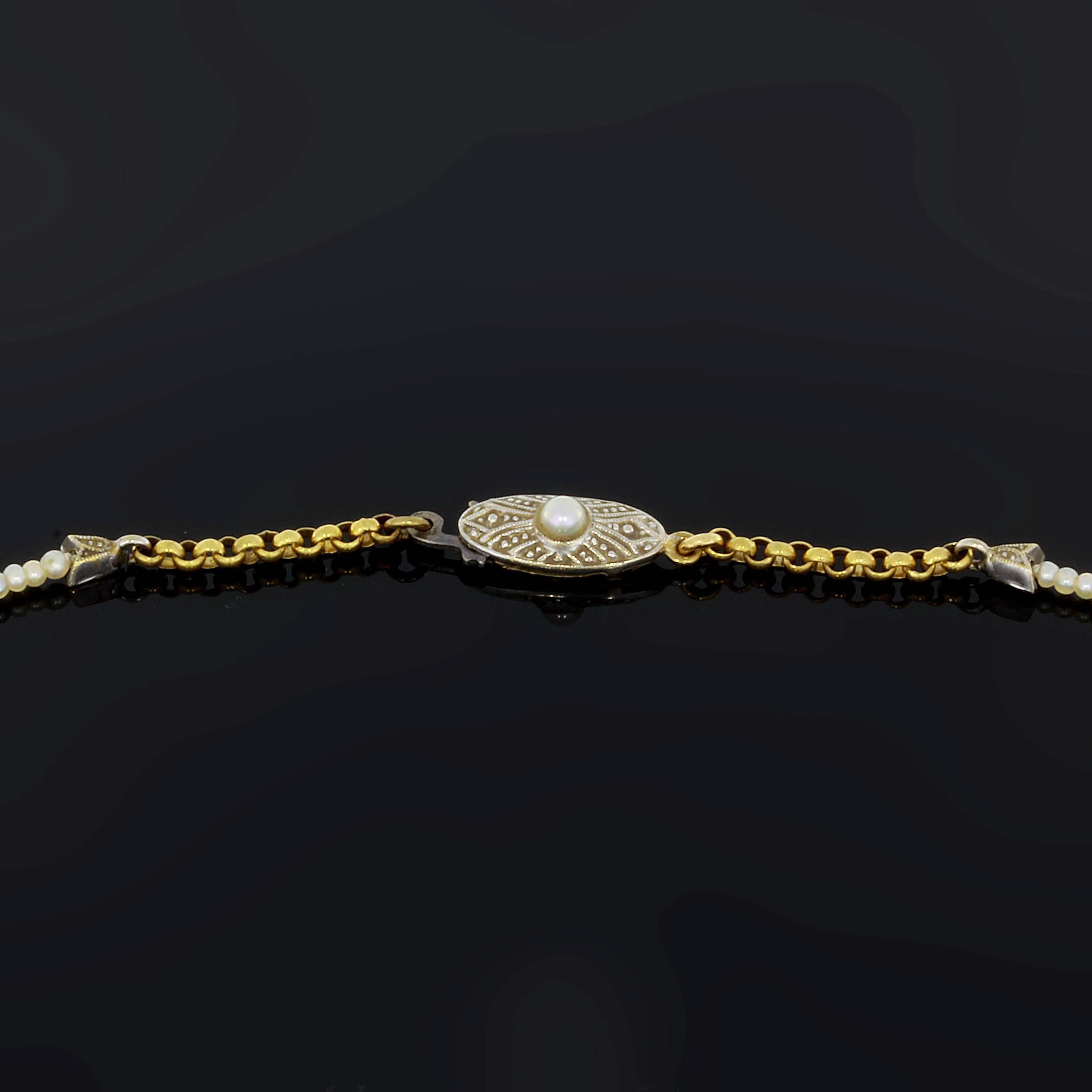 Bead Art Nouveau Oriental Pearls Necklace For Sale