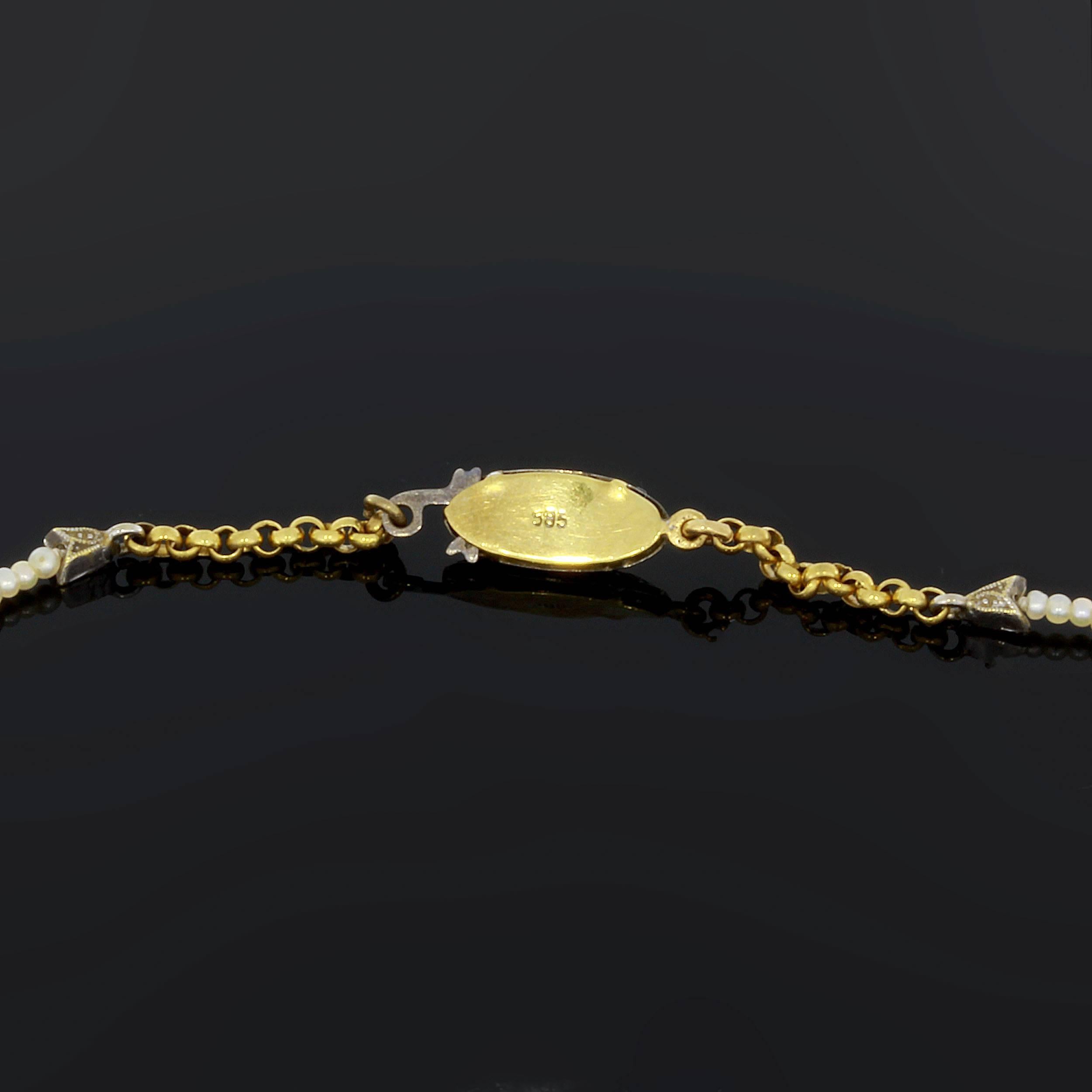 Art Nouveau Oriental Pearls Necklace In Good Condition For Sale In Berlin, DE