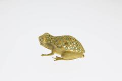 Emerald Diamond Gold Frog Brooch