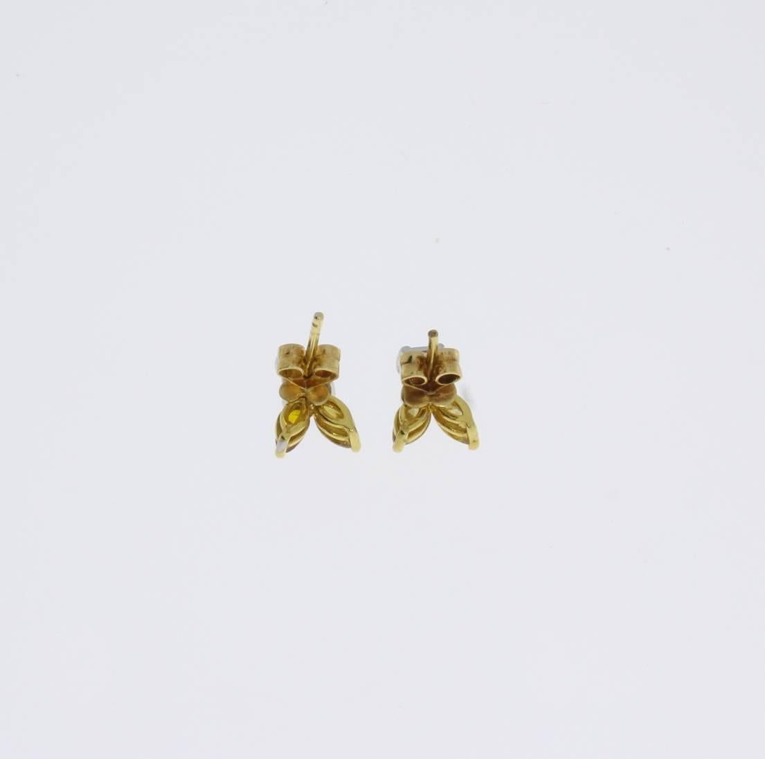 Marquise Cut Diamond Gold Stud Earrings For Sale