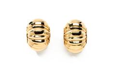 Yellow Gold Ribbed Stud Earrings
