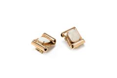 White Opal Gold Clip-On Earrings