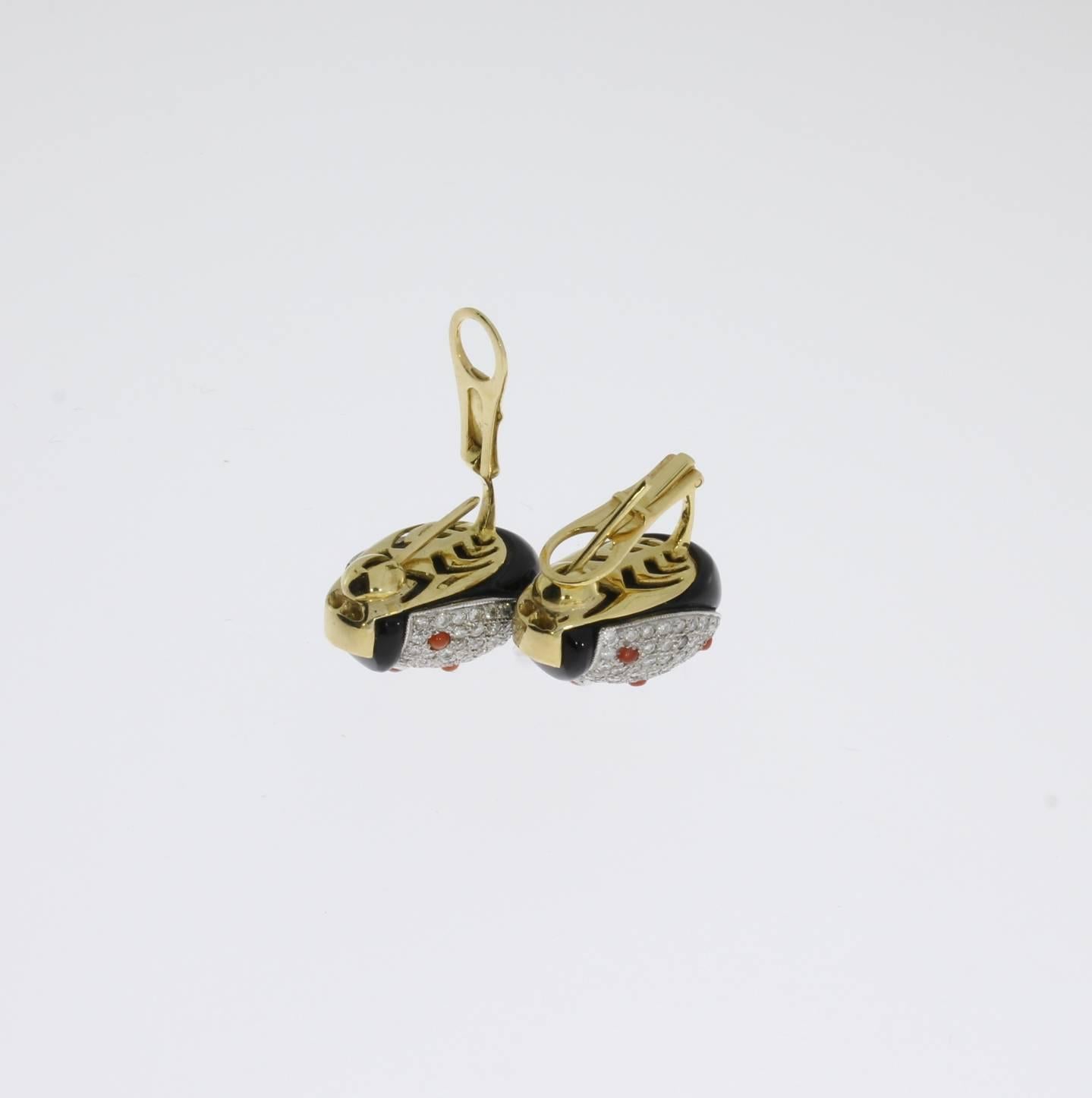 Women's Ladybug 18 Carat Gold Stud Earrings