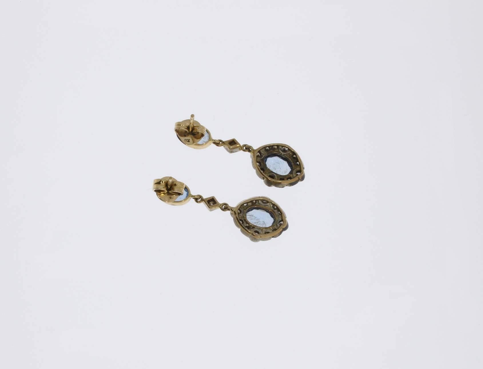 Women's Aquamarine Diamond Dangle Stud Earrings