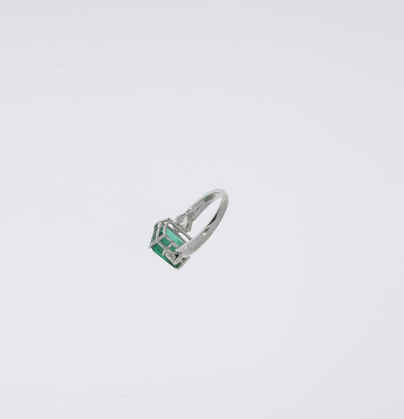 Emerald Cut Modern Emerald Diamond White Gold Ring