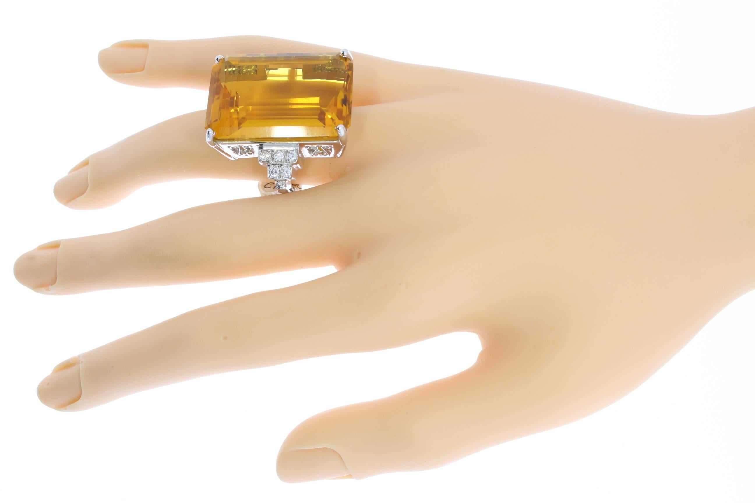 Women's Citrine Diamond Gold Ring