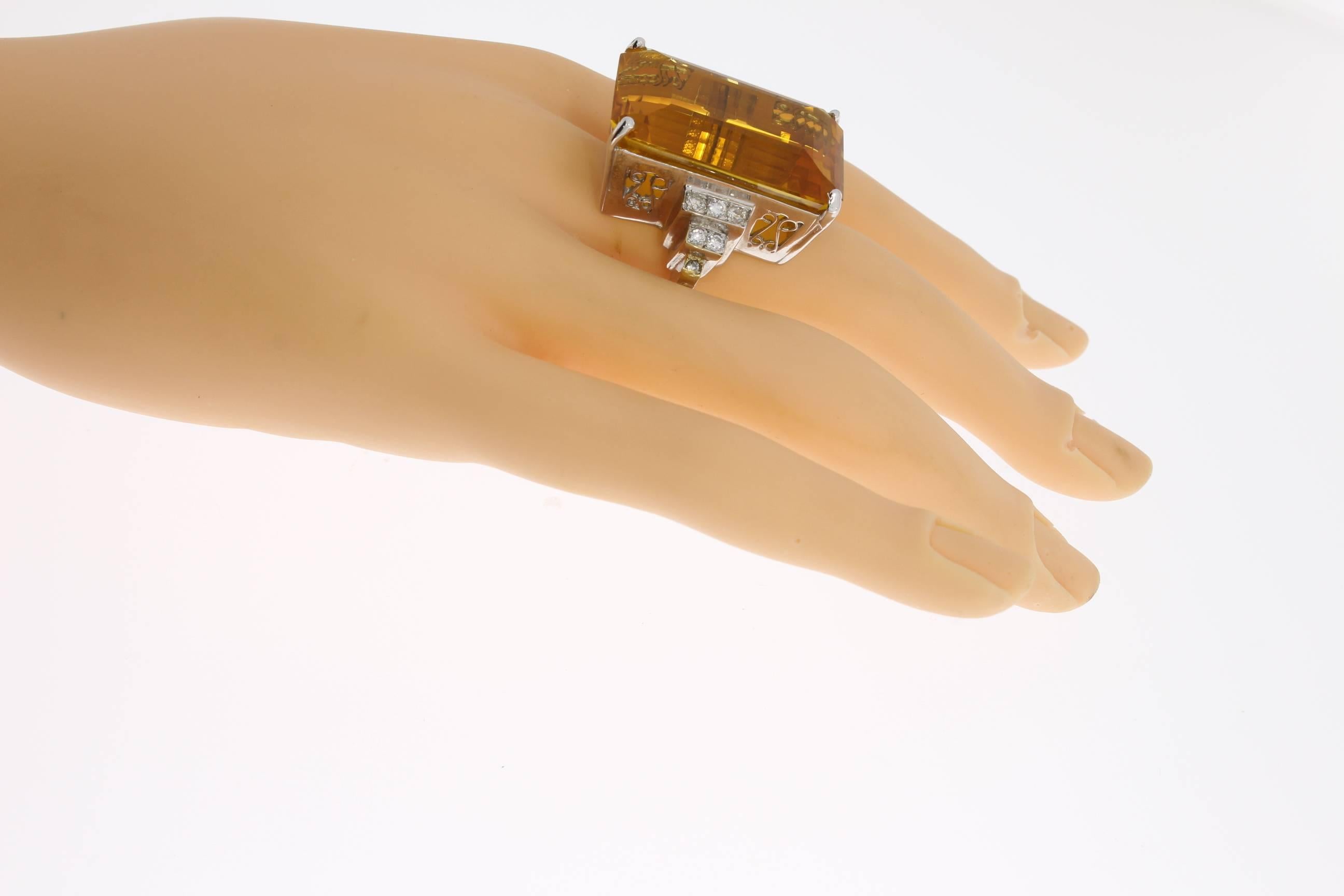 Citrine Diamond Gold Ring 3
