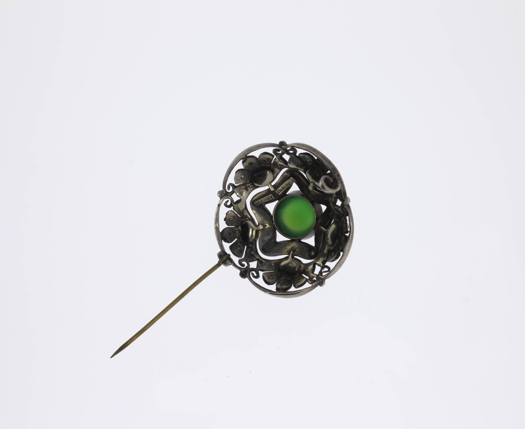 Cabochon Spilla in argento antico Theodor Fahrner in vendita