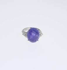 1980s Tanzanite Diamonds Gold Ring