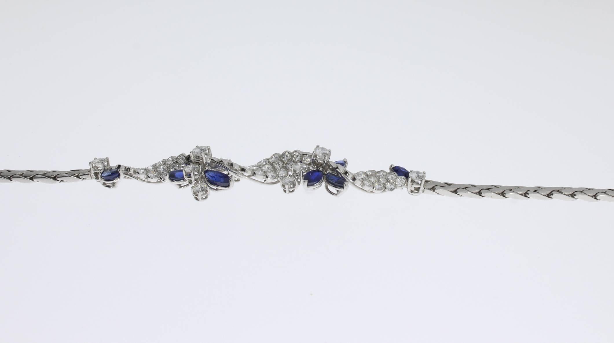 1980s Sapphire Diamond Gold Bracelet In Excellent Condition For Sale In Berlin, DE